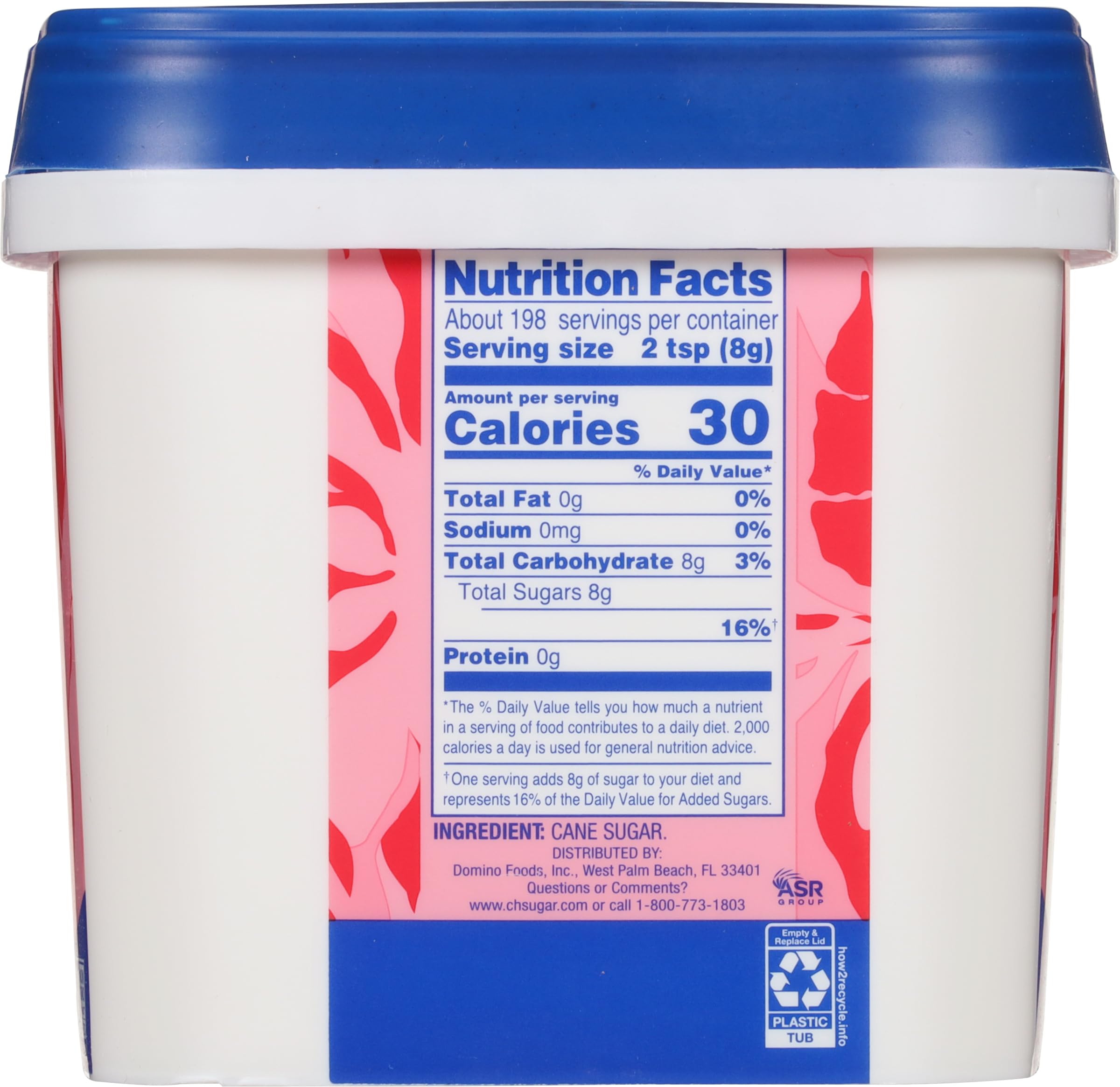 C&H granulated sugar Easy-Baking Tub sealed lid keeps freshness