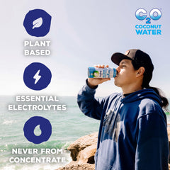 C2O coconut water in a cooler scene highlighting hydration.