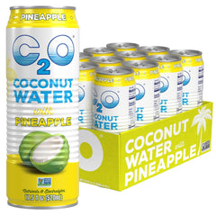 C2O coconut water pineapple 12-pack can for refreshing hydration without concentrate