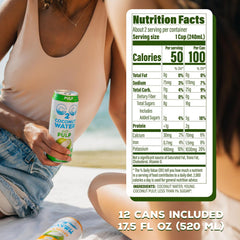 Back view of C2O coconut water with pulp 12-pack can