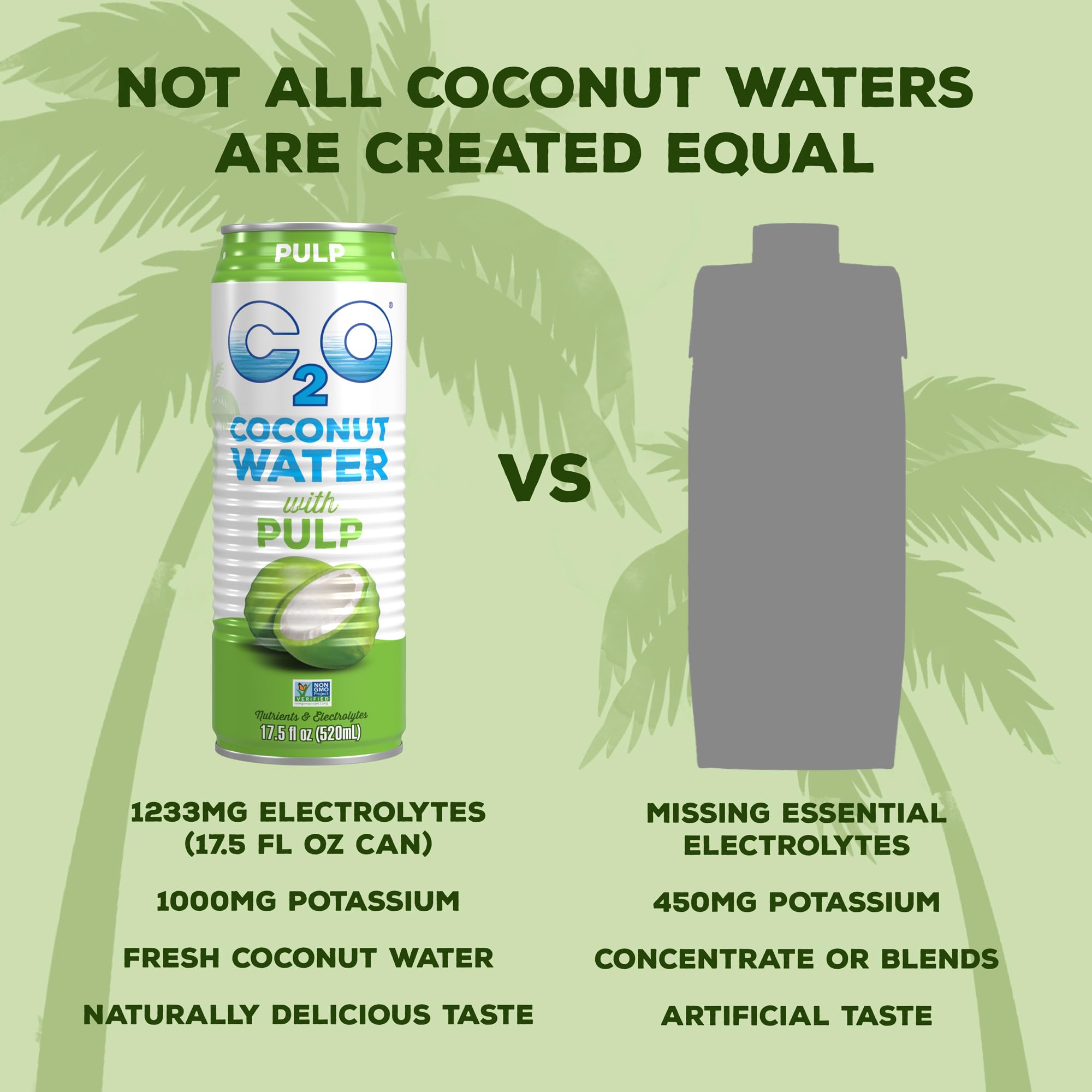 C2O coconut water with pulp served in a glass
