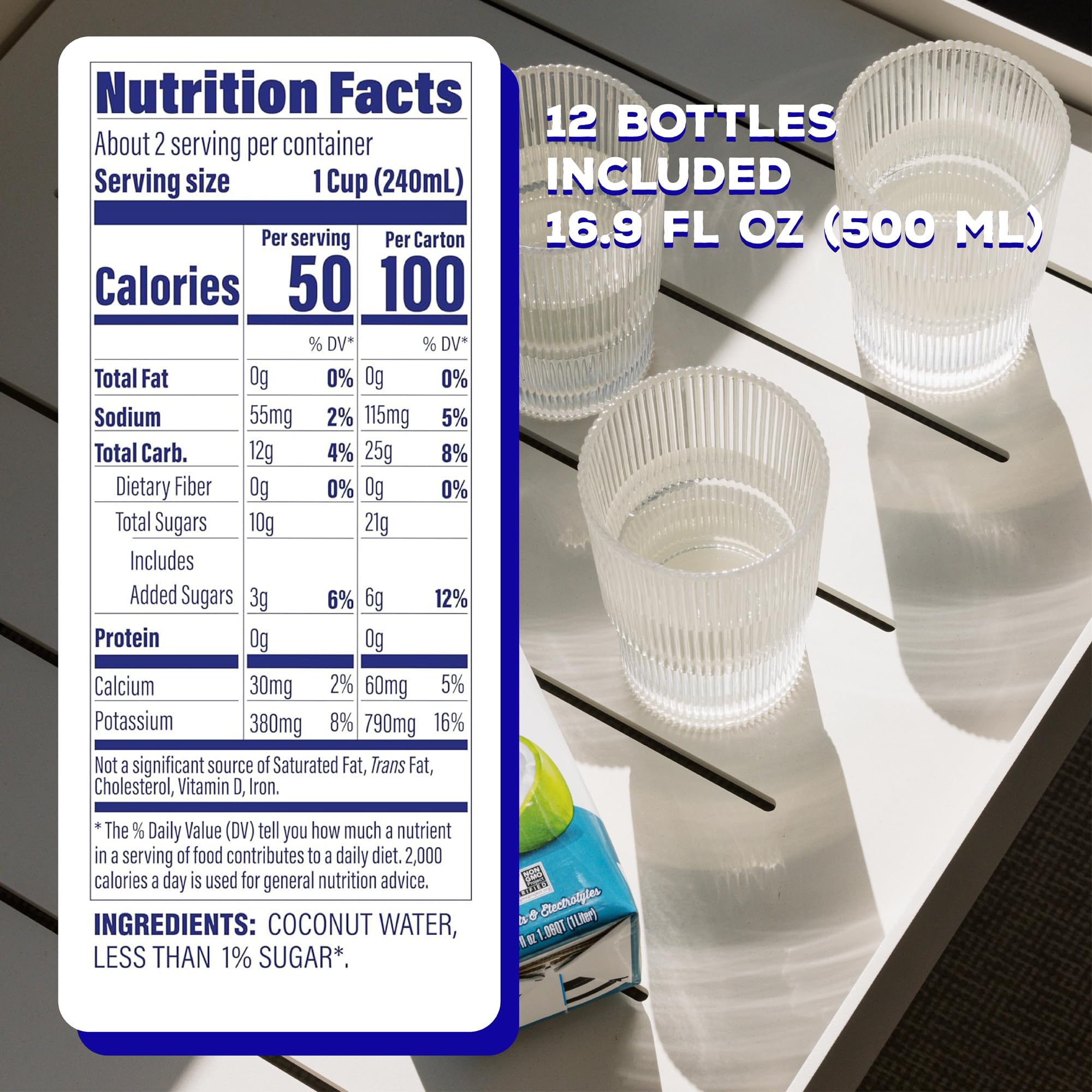 C2O natural coconut water with no artificial ingredients for daily hydration