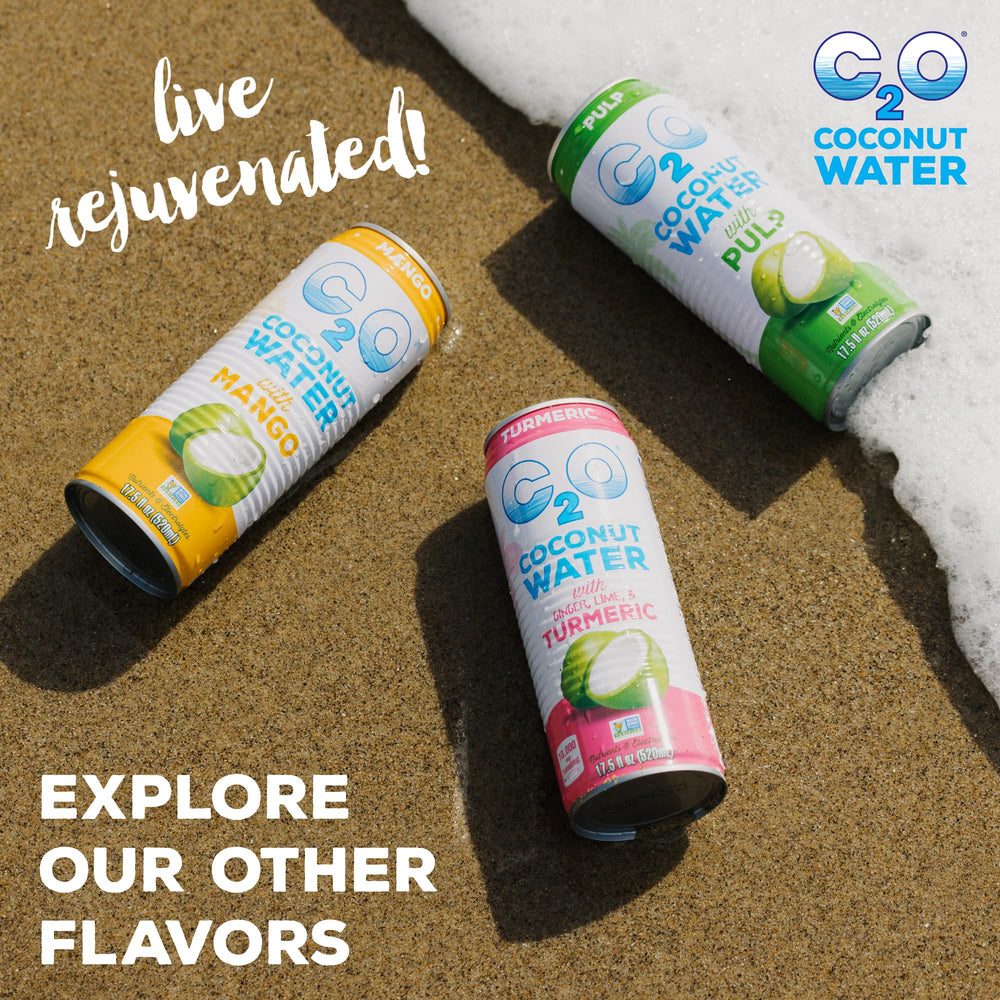C2O on-the-go hydration concept with active lifestyle scene.