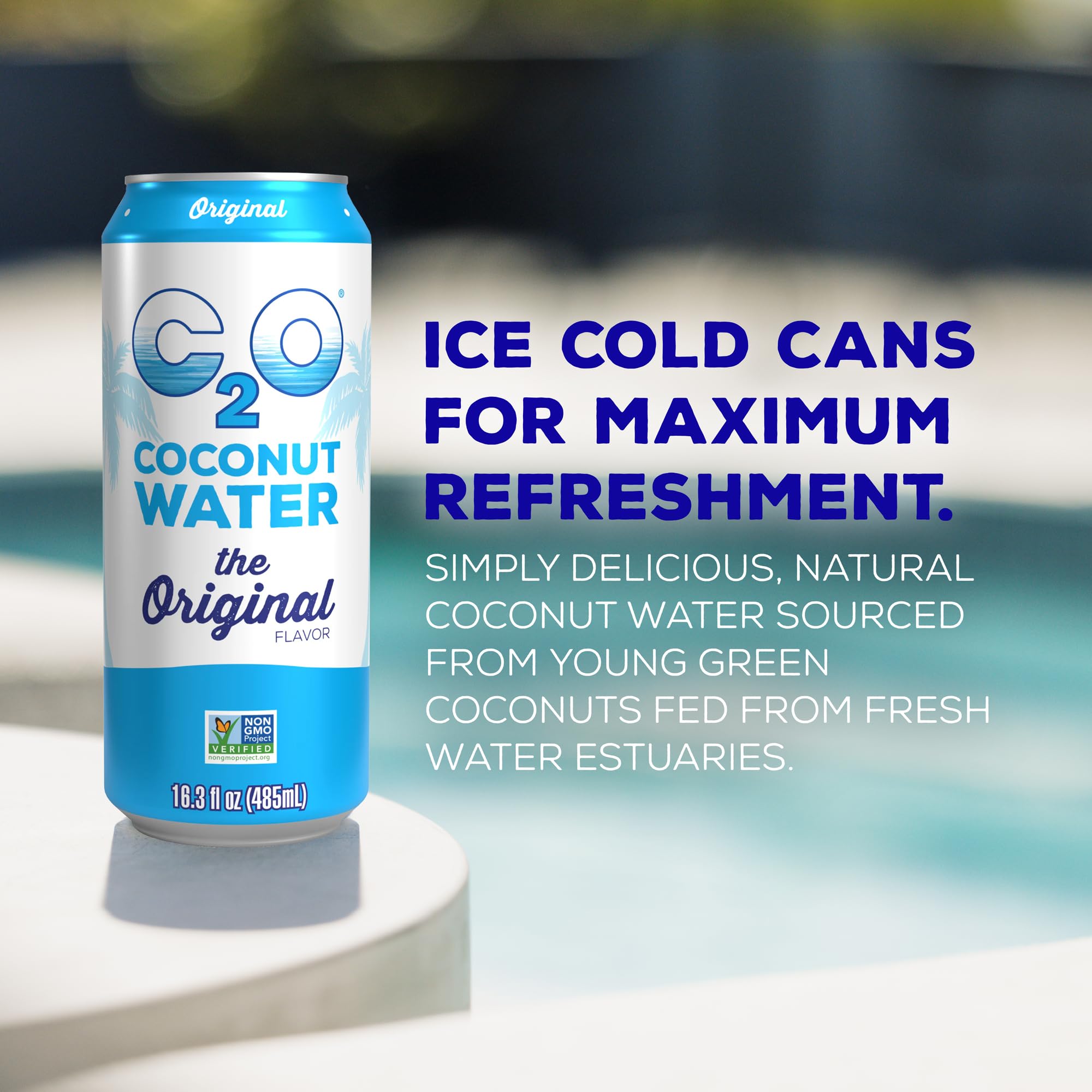 C2O Original 16oz can close-up highlighting clean, no artificial ingredients.