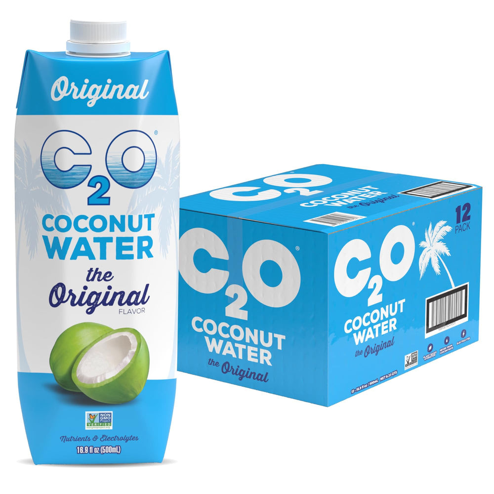 C2O Original coconut water in a 16.9 oz tetra pack for on-the-go refreshment