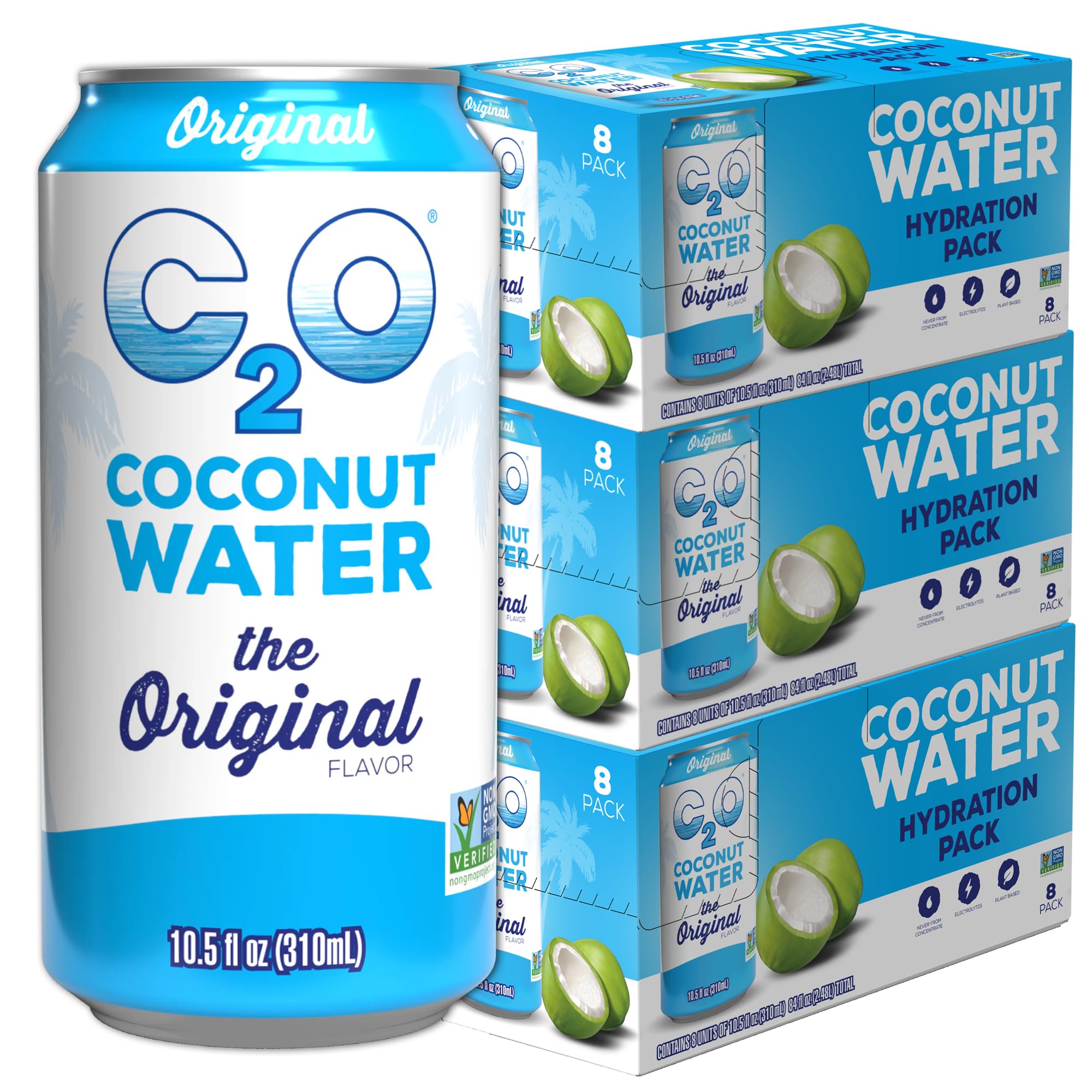 C2O Original flavor 24-pack boxes for convenient on-the-go hydration.