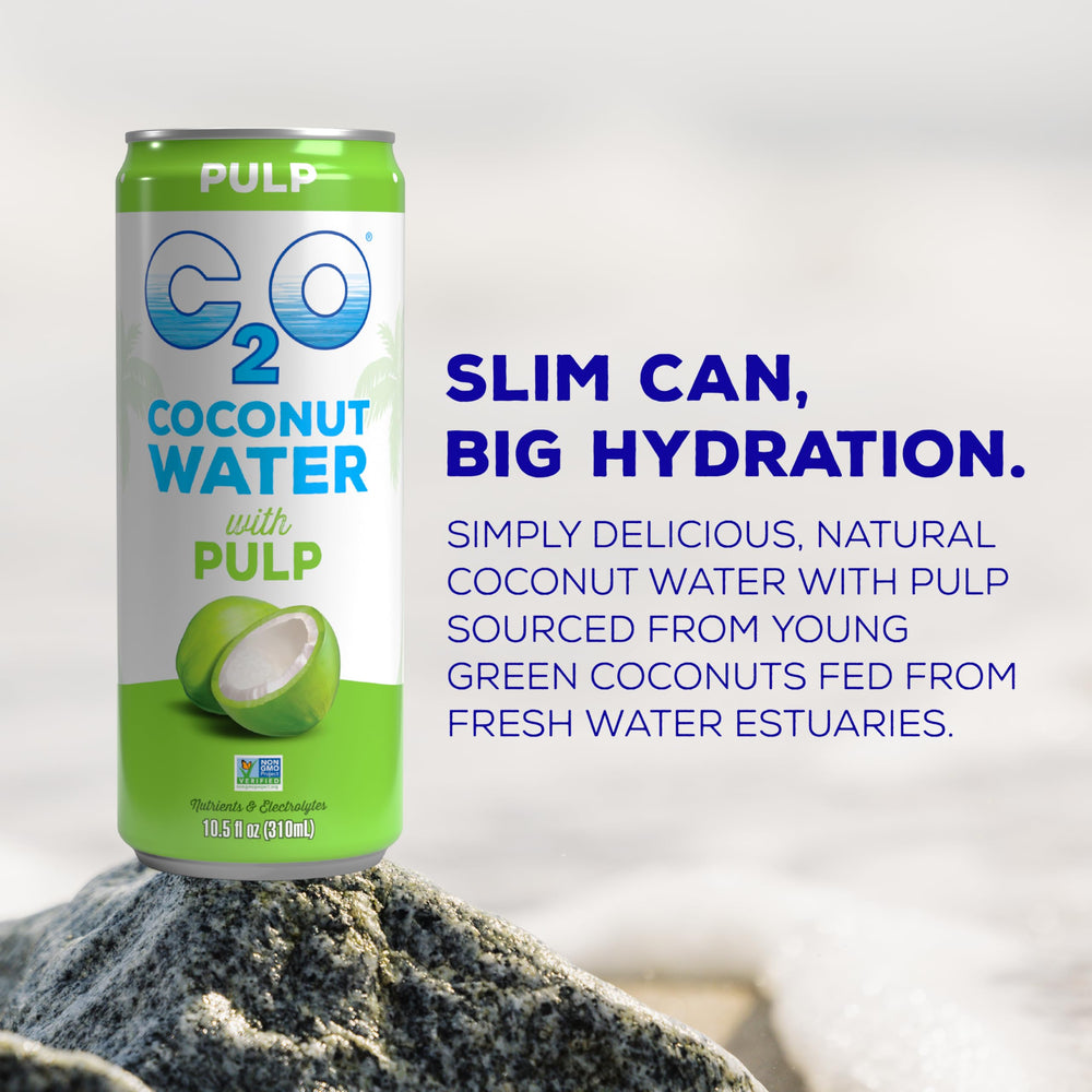 C2O Original Pulp being poured over ice reveals tropical aroma and texture.