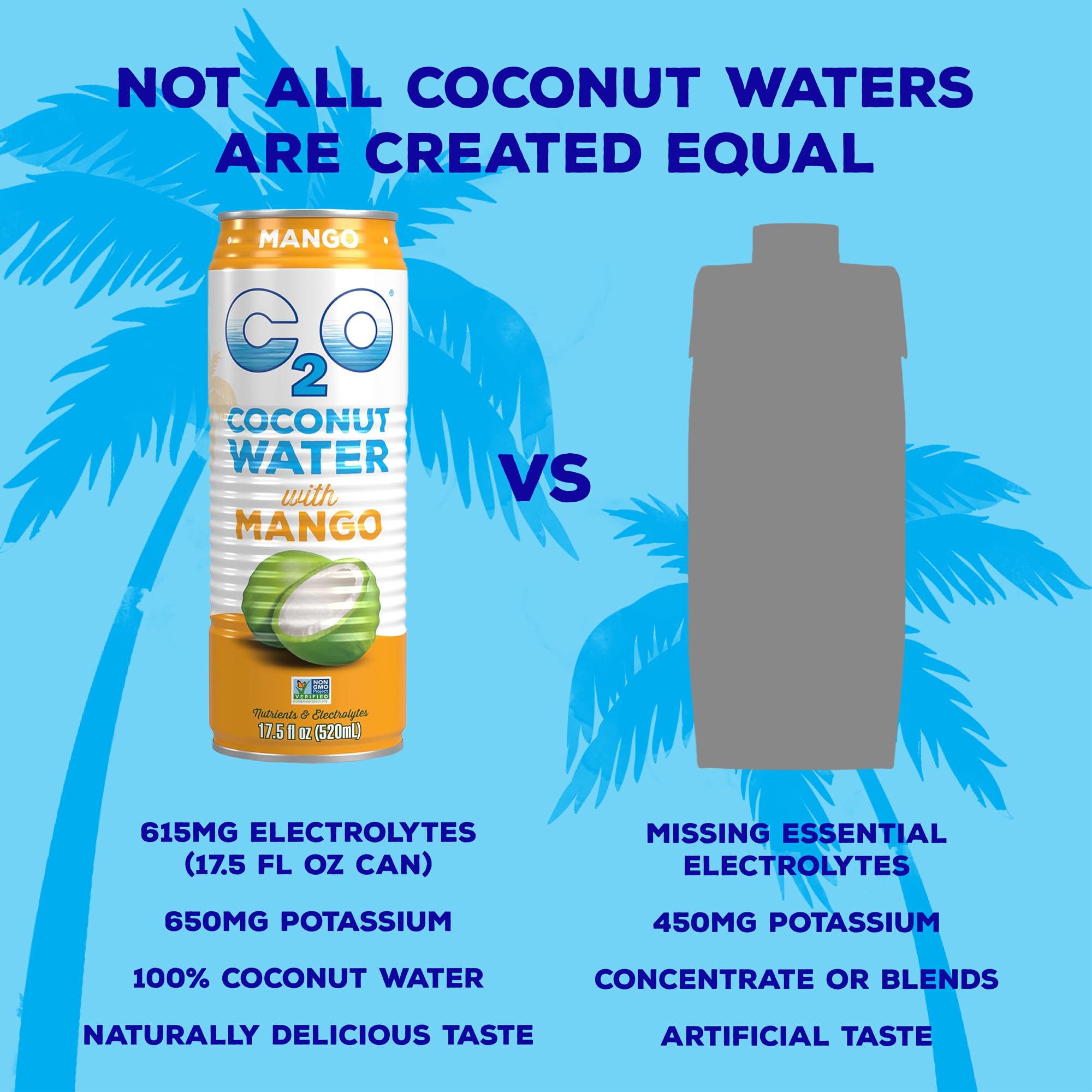 C2O Mango Coconut Water product on display signals convenient on-the-go hydration.
