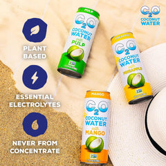Real ingredients coconut water with ginger lime and turmeric