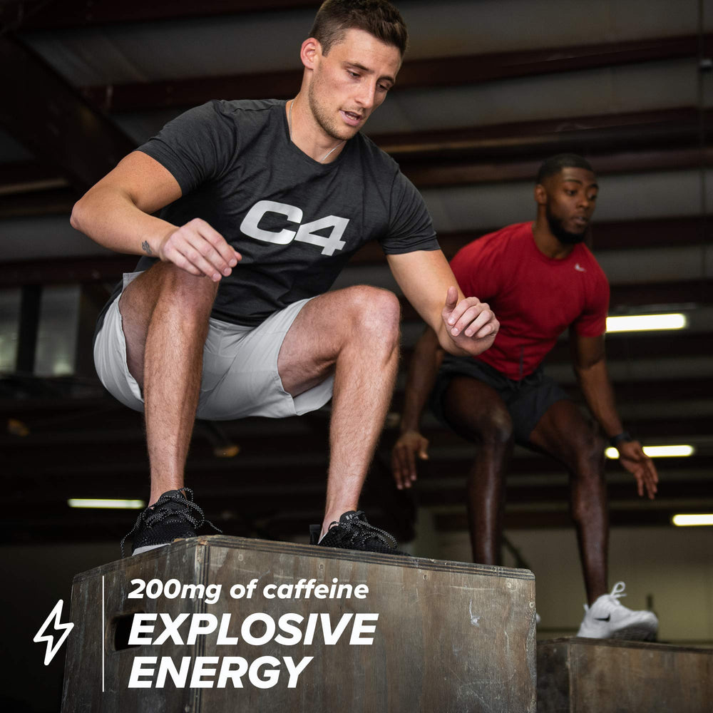 C4 Energy bottle highlights 200 mg caffeine for focused workouts.