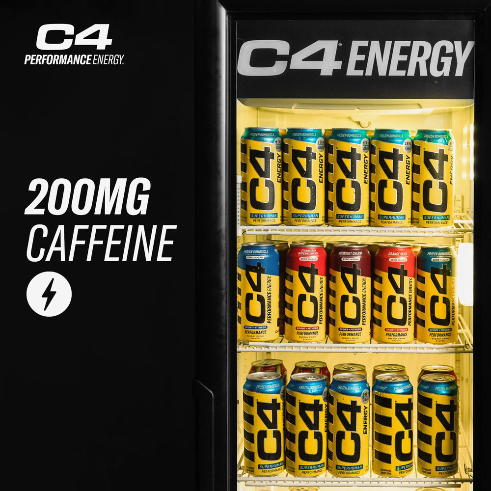 Athlete in gym setting with C4 Energy bottle ready.