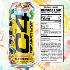 C4 Energy Cereal Killer can front label highlights zero sugar and bold flavor.
