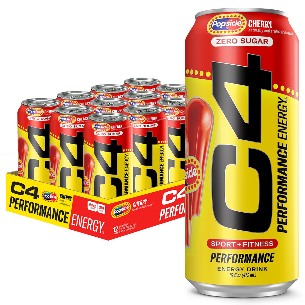 C4 Energy Cherry can front view boosts focus for training