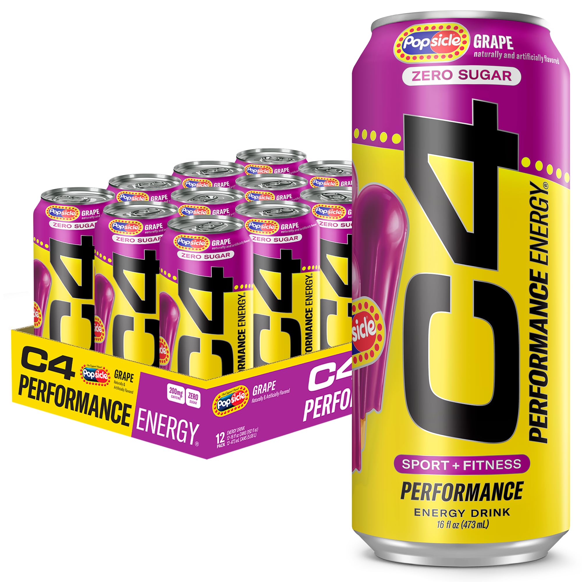 C4 Energy Drink Grape Popsicle bottle ready for a quick workout boost.