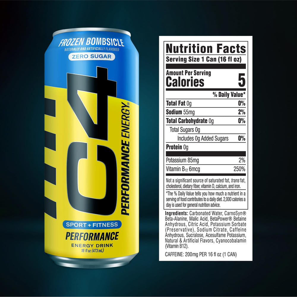 C4 Energy flavor varieties close-up including Frozen Bombsicle