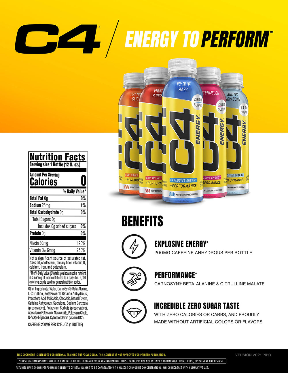 C4 Energy Fruit Punch can back label highlights easy dosing.