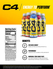 C4 Energy Fruit Punch can back label highlights easy dosing.