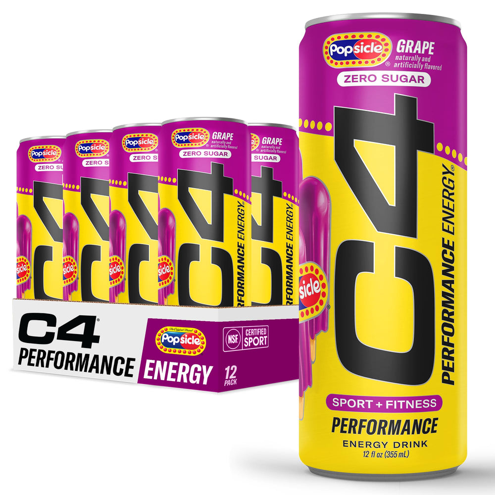 C4 Energy Drink Grape Popsicle can boosts focus and pre-workout energy for training