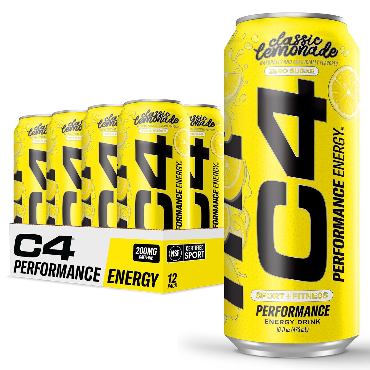 C4 Energy Lemonade Limited Edition can with refreshing lemon flavor and zero sugar.