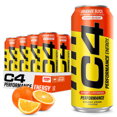 C4 Energy Orange Slice can front view, bold flavor ideal for pre-workout energy.