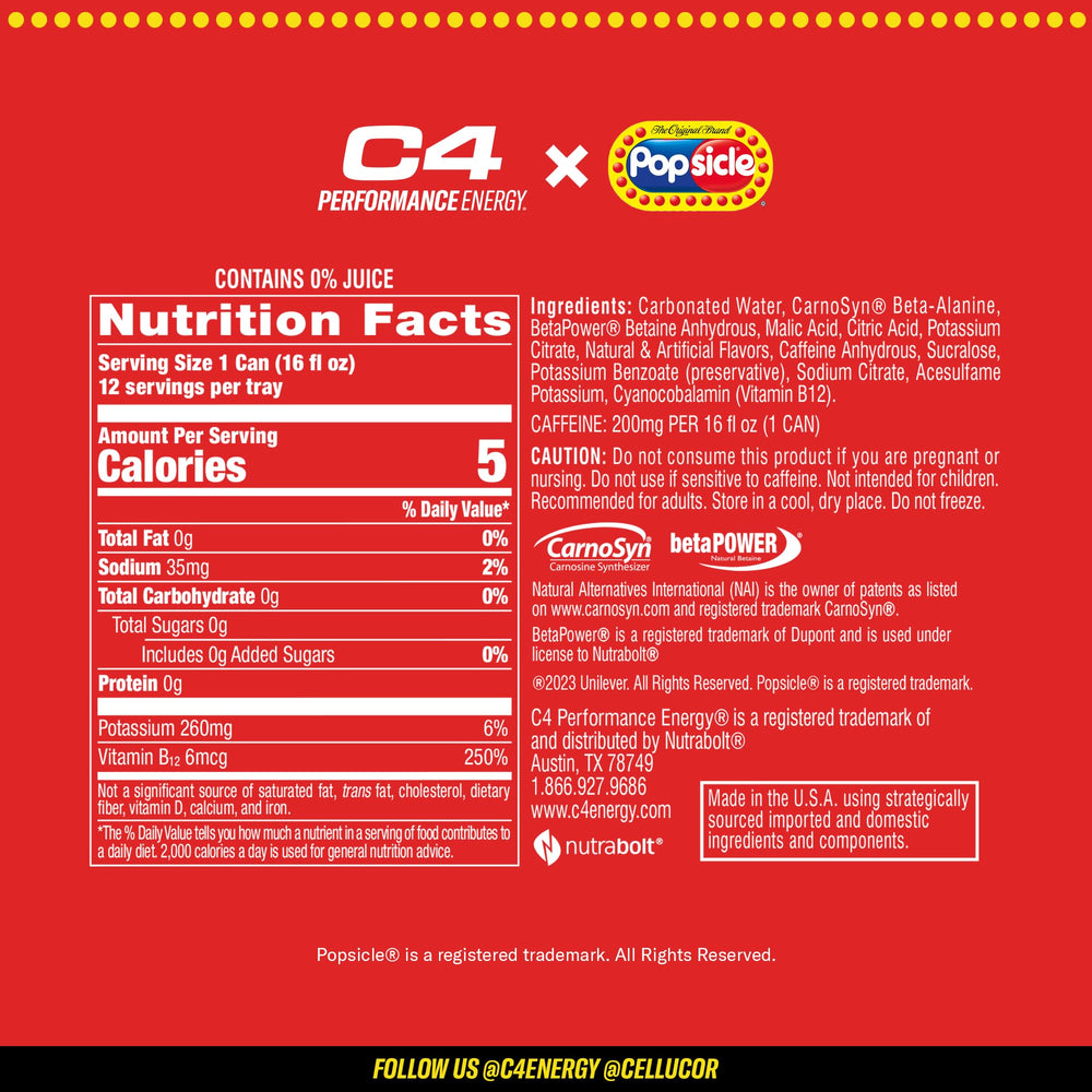 C4 Energy Popsicle no artificial colors illustration highlighting clean fueling.