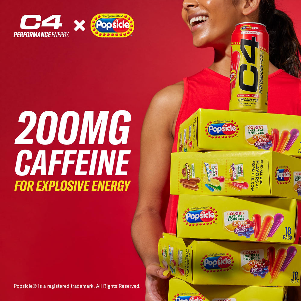 C4 Energy Popsicle cherry flavor can for focused training sessions.