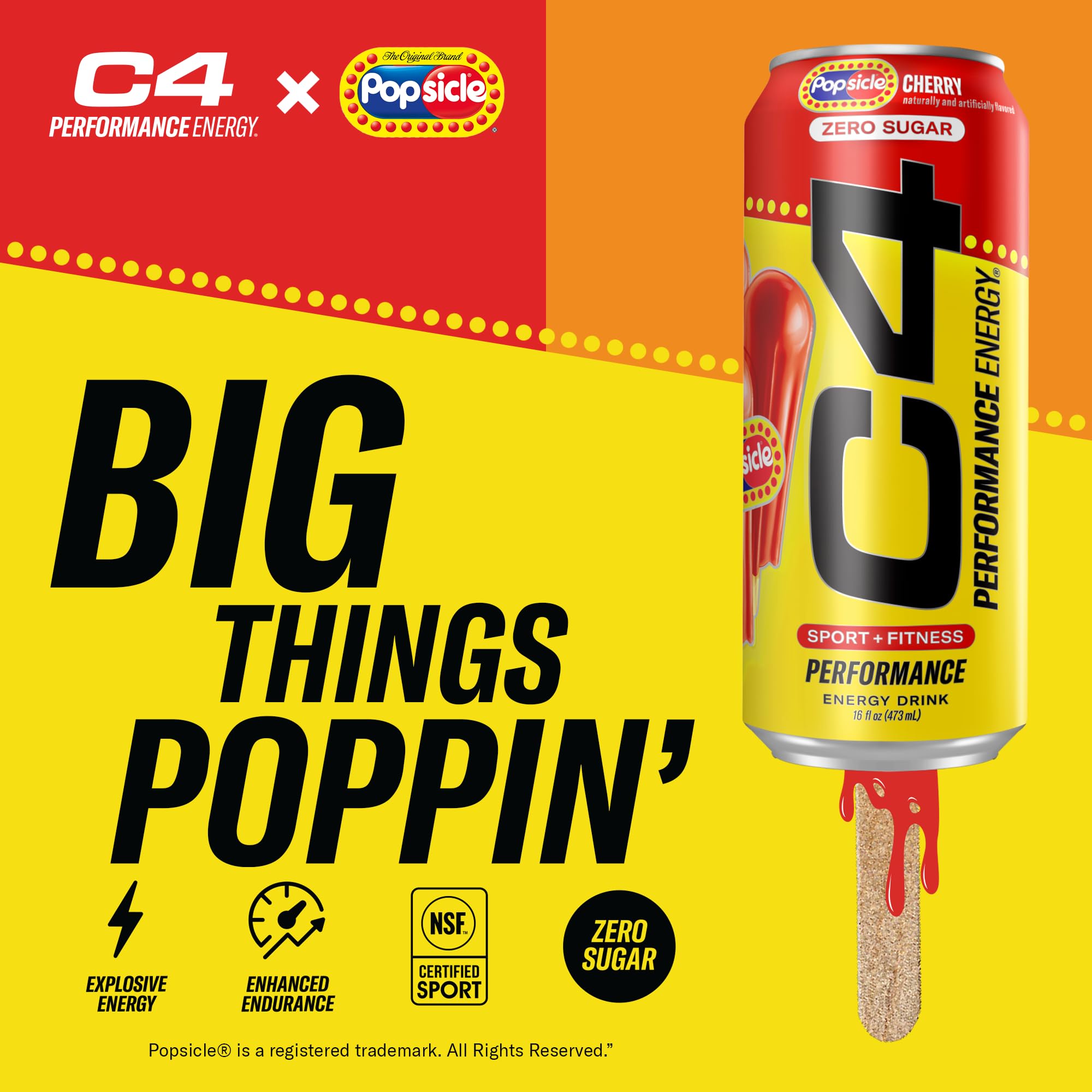 C4 Energy Popsicle grape flavor can for a refreshing sugar-free boost.