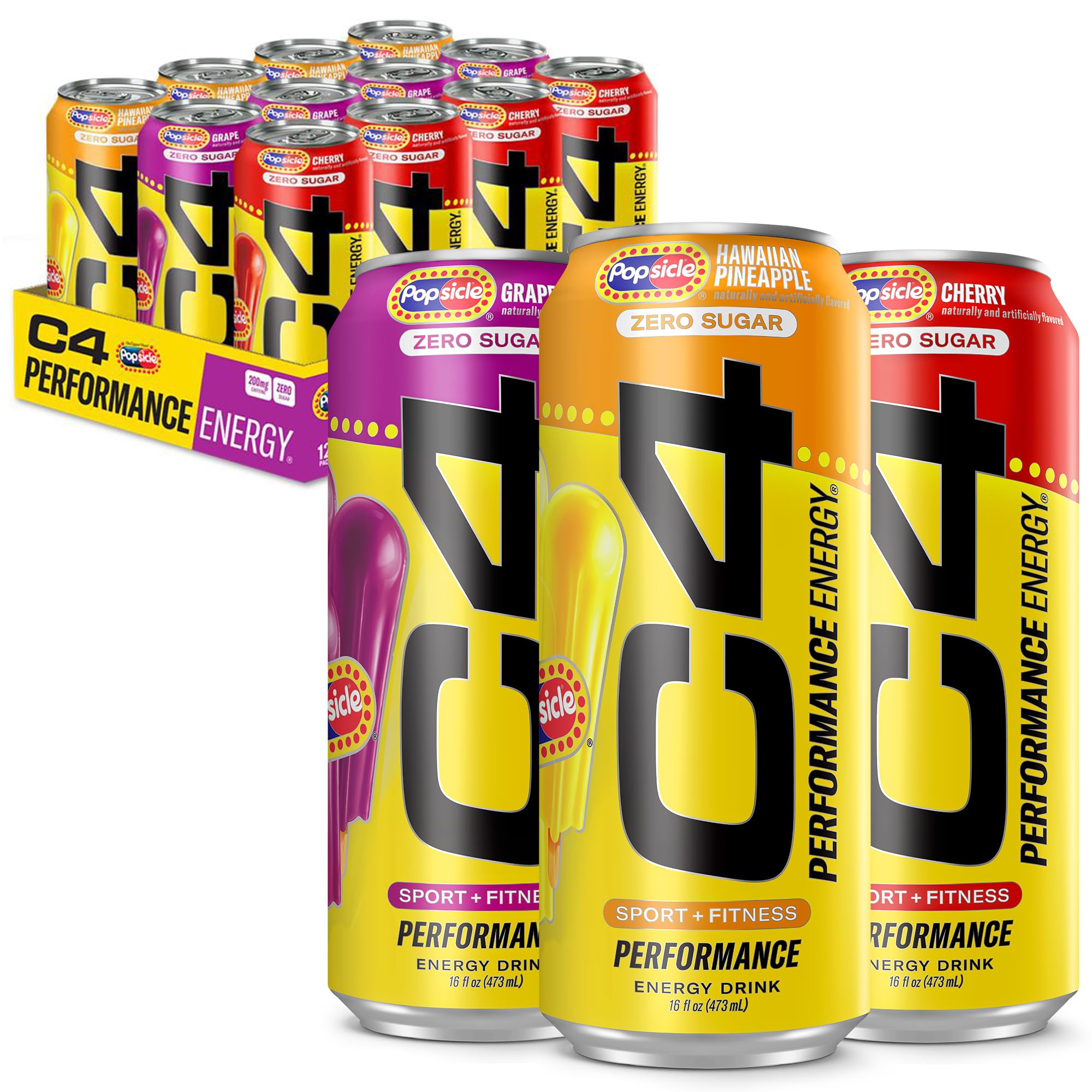 C4 Energy Popsicle variety pack cans for on-the-go pre-workout boosts.