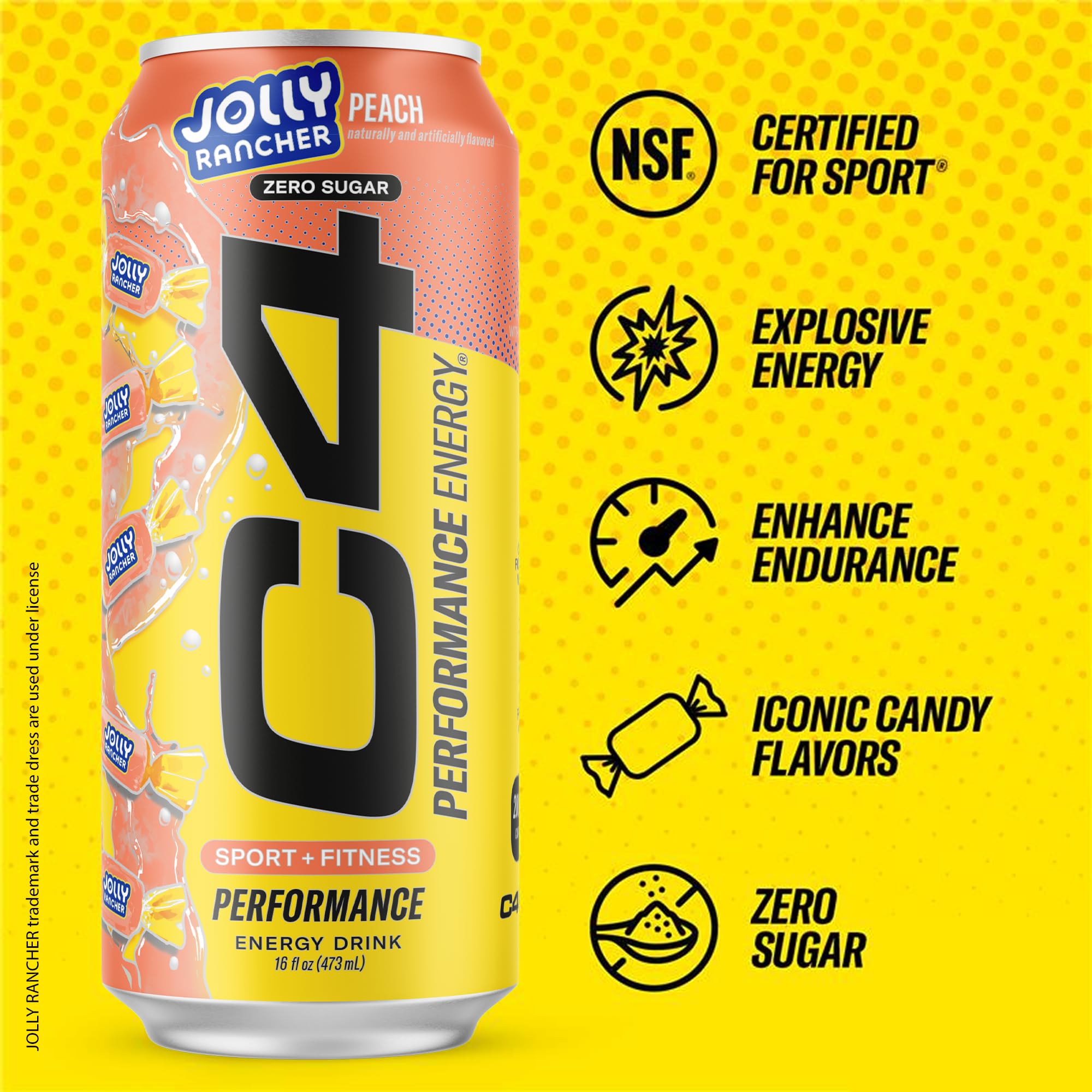 C4 Energy X JOLLY RANCHER Green Apple can side view shows refreshing energy for training