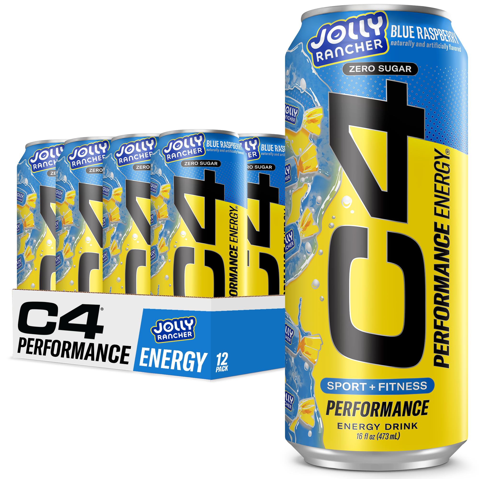 C4 JOLLY RANCHER Blue Raspberry can for pre-workout energy and bold flavor.