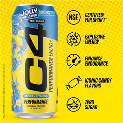 C4 JOLLY RANCHER Watermelon can for fruity energy during workouts.