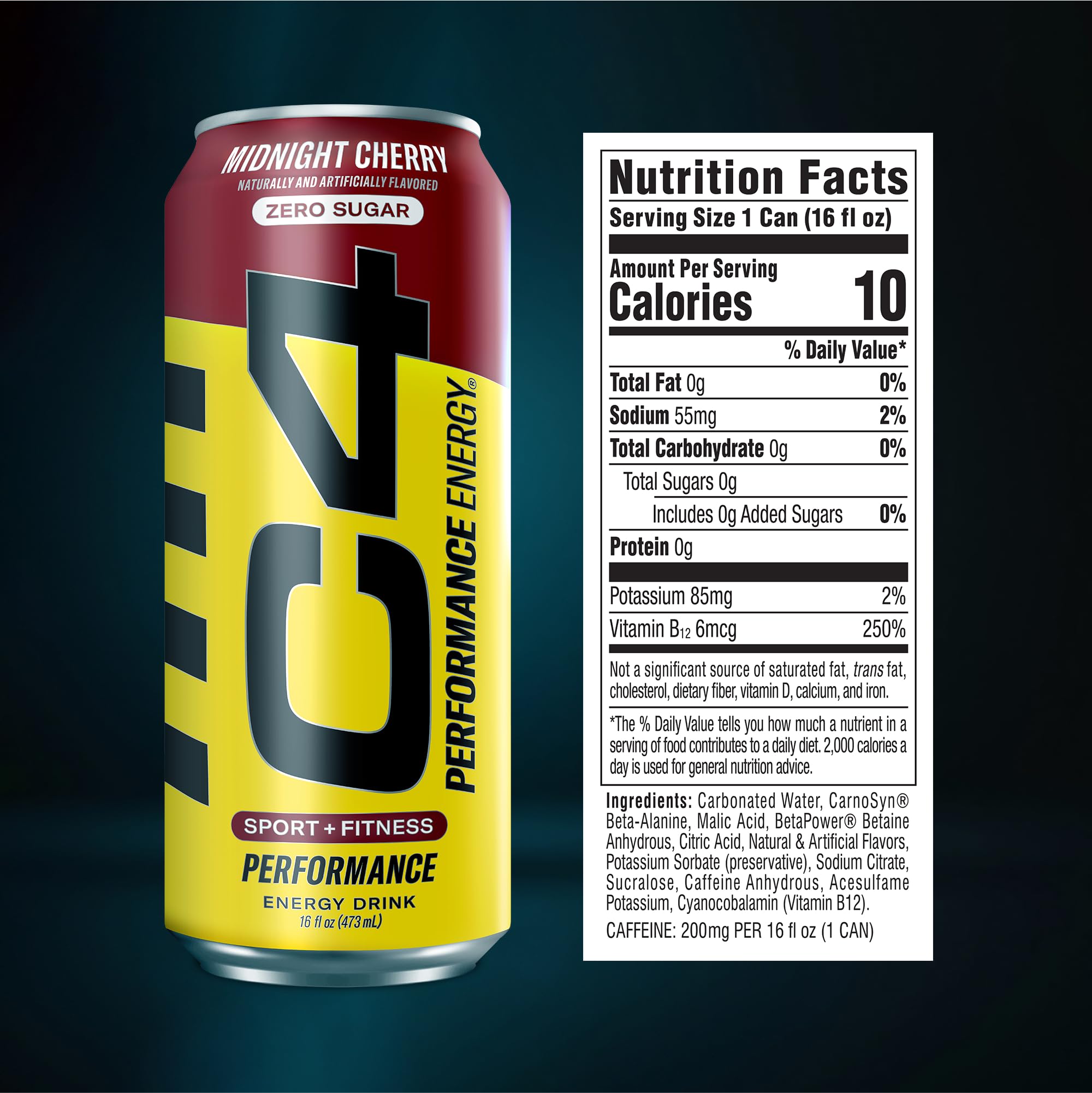 C4 Midnight Cherry energy shot in gym scene ready for training