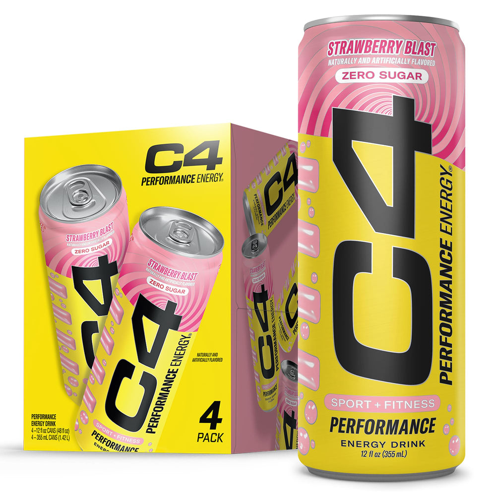 C4 Performance Energy Strawberry Blast can front view for quick energy before workouts