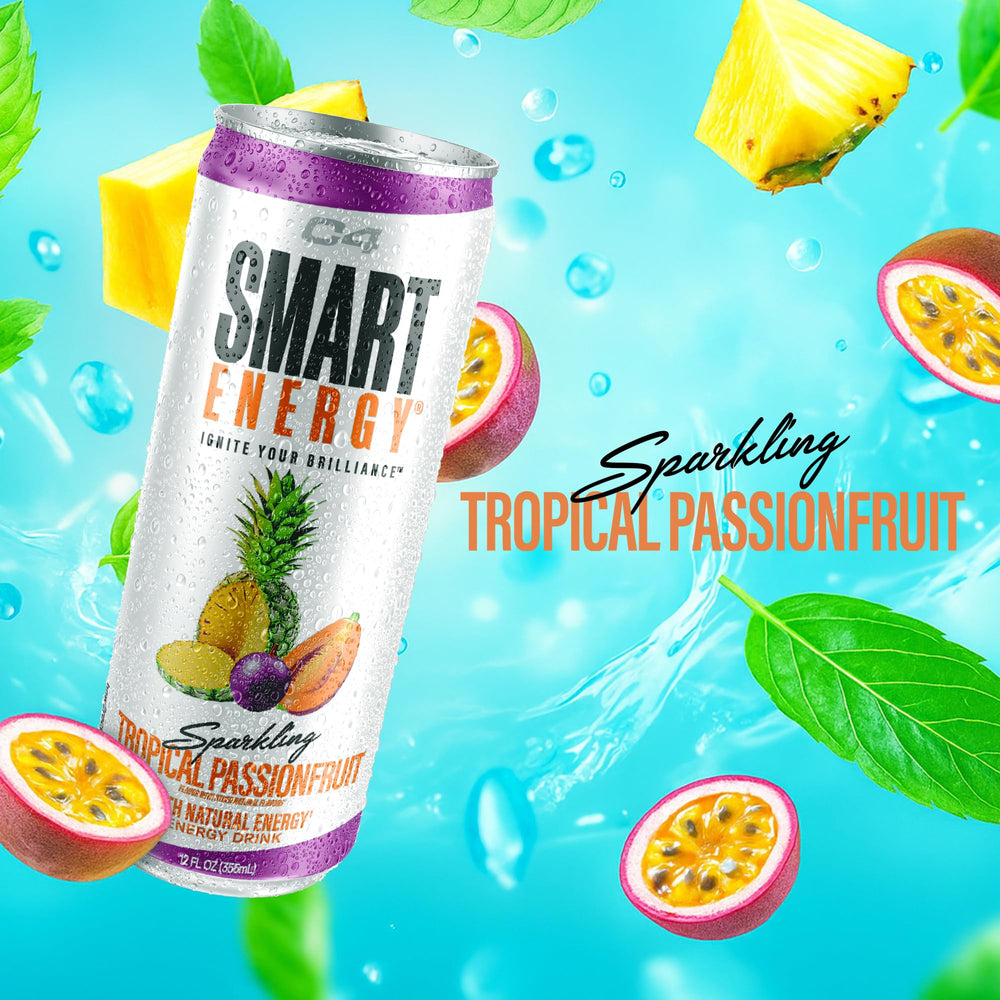 C4 Smart Energy peach mango can close-up for sustained energy without sugar