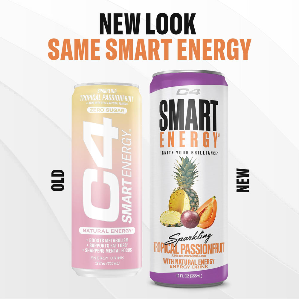 C4 Smart Energy tropical passionfruit can close-up for fast, sugar-free boost