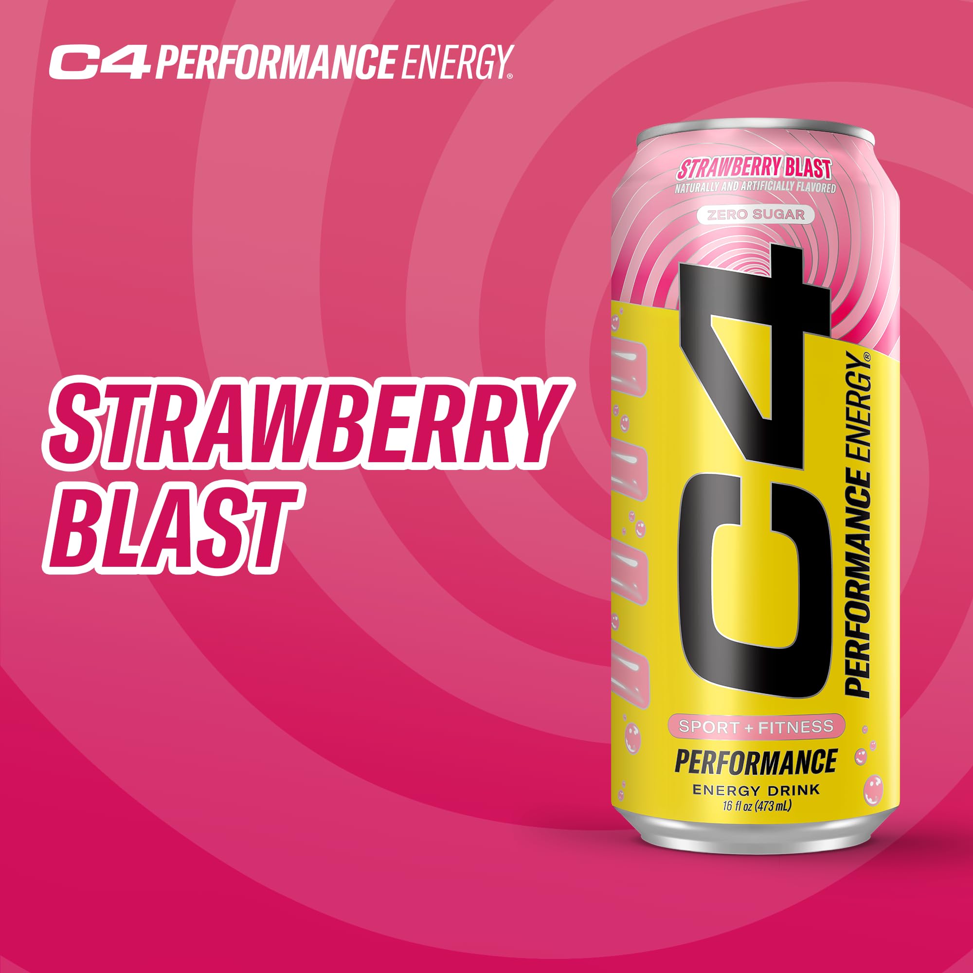Serving glass of C4 Strawberry Blast prepared for a workout