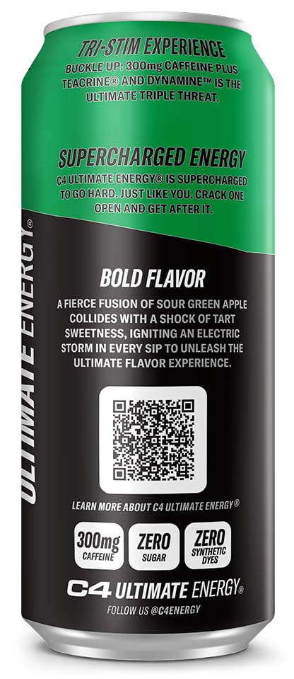 C4 Ultimate Energy 300mg caffeine emphasis image for strong, sustained energy