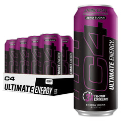 C4 Ultimate Energy Atomic Grape can front view, sugar-free pre-workout boost for workouts