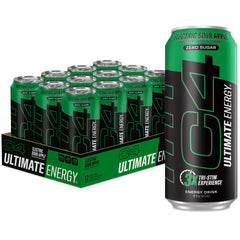 C4 Ultimate Energy can front view highlighting zero sugar and bold flavor