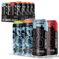 C4 Ultimate Energy can front view highlights sugar-free formula for clean energy.