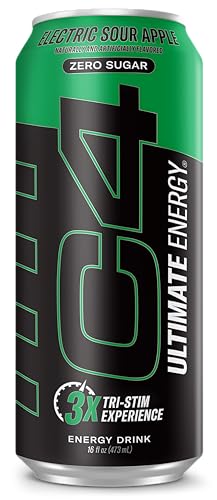 C4 Ultimate Energy Electric Sour Apple close-up showcasing refreshing, sugar-free taste