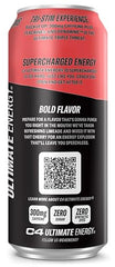 C4 Ultimate Energy label showcases sugar free and dye free formulation