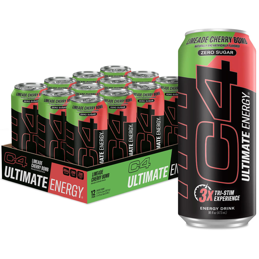 C4 Ultimate Energy Limeade Cherry Bomb can for a sugar free pre-workout boost