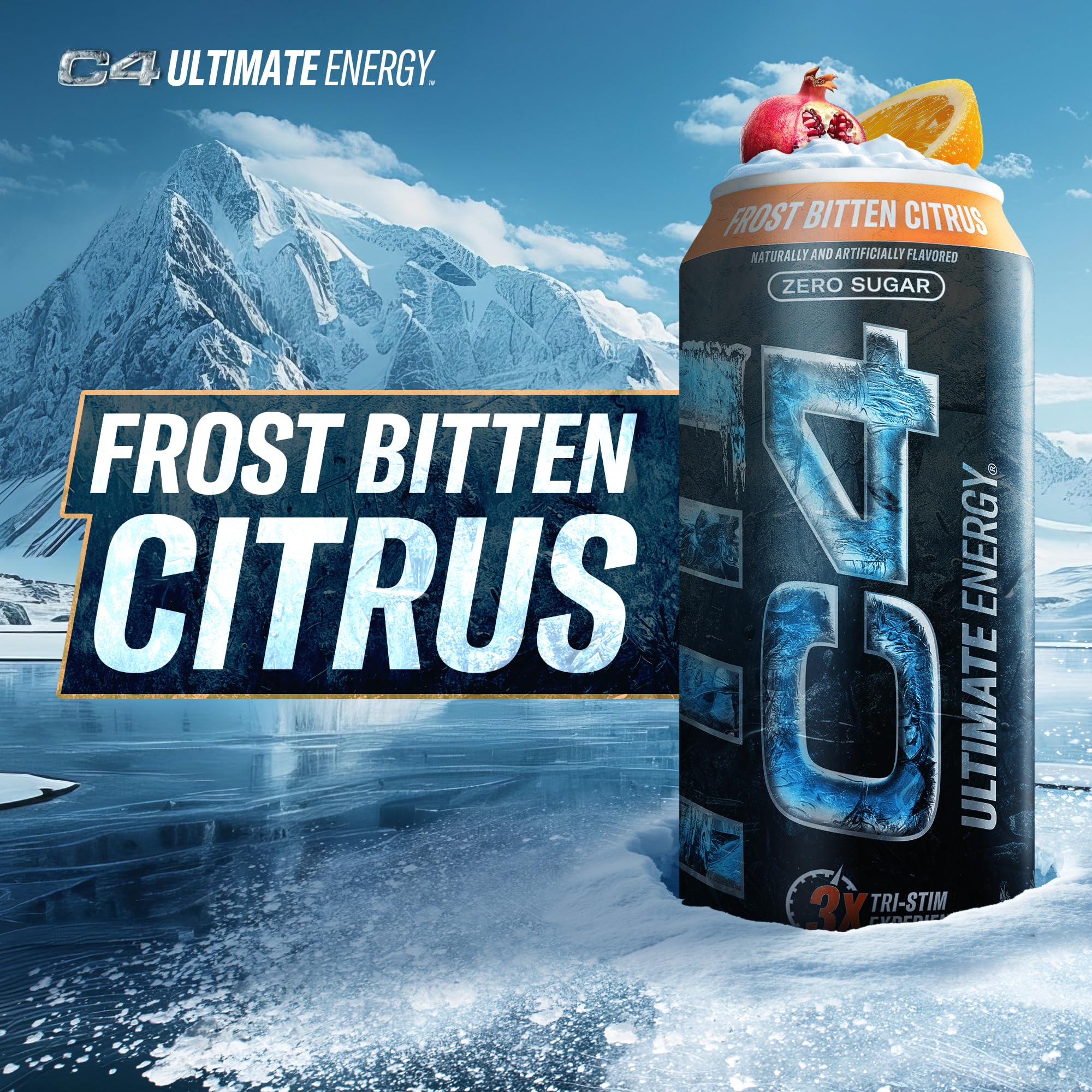C4 Ultimate Energy flavor burst close-up conveys bold taste options.