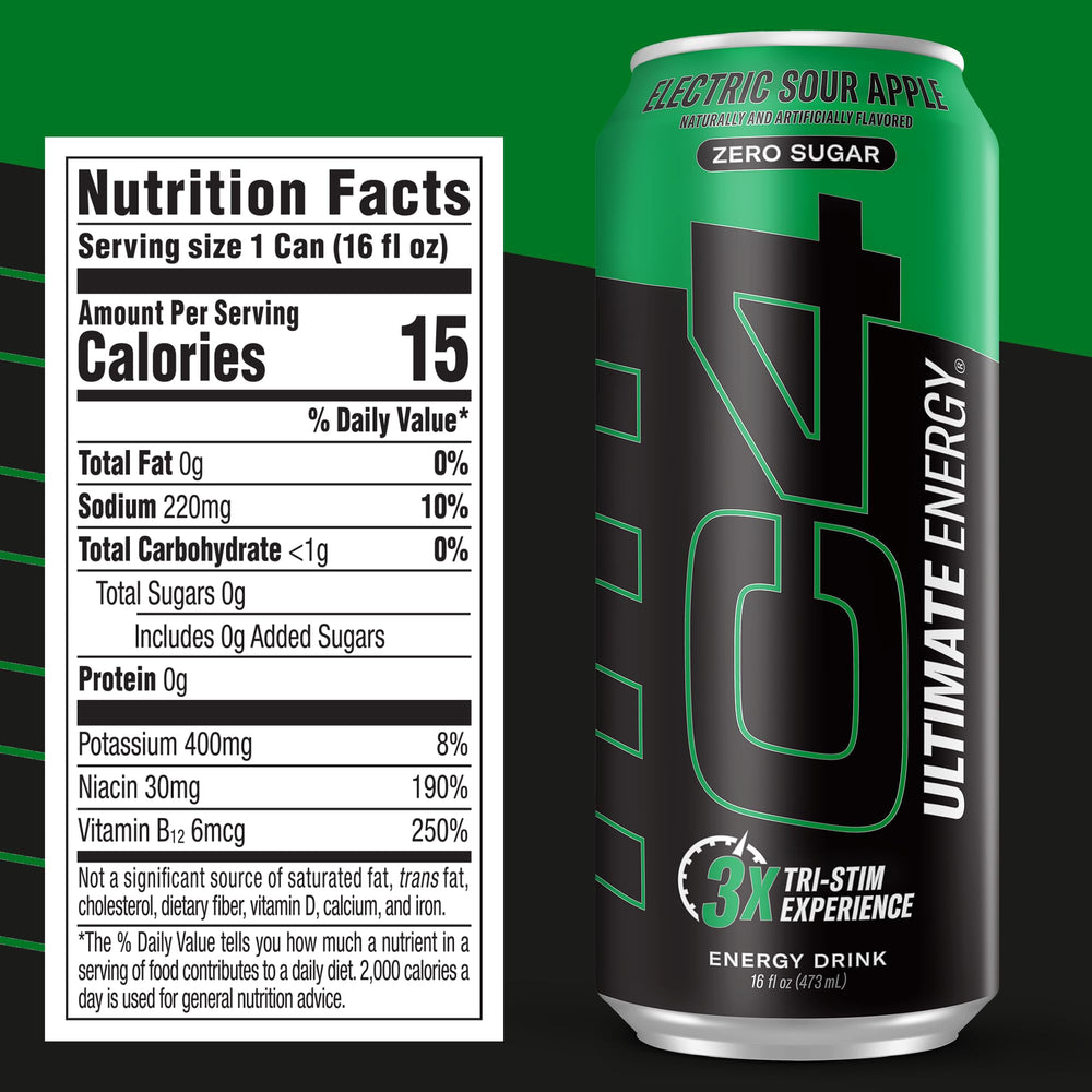 C4 Ultimate Energy packaging box on shelf for easy purchase