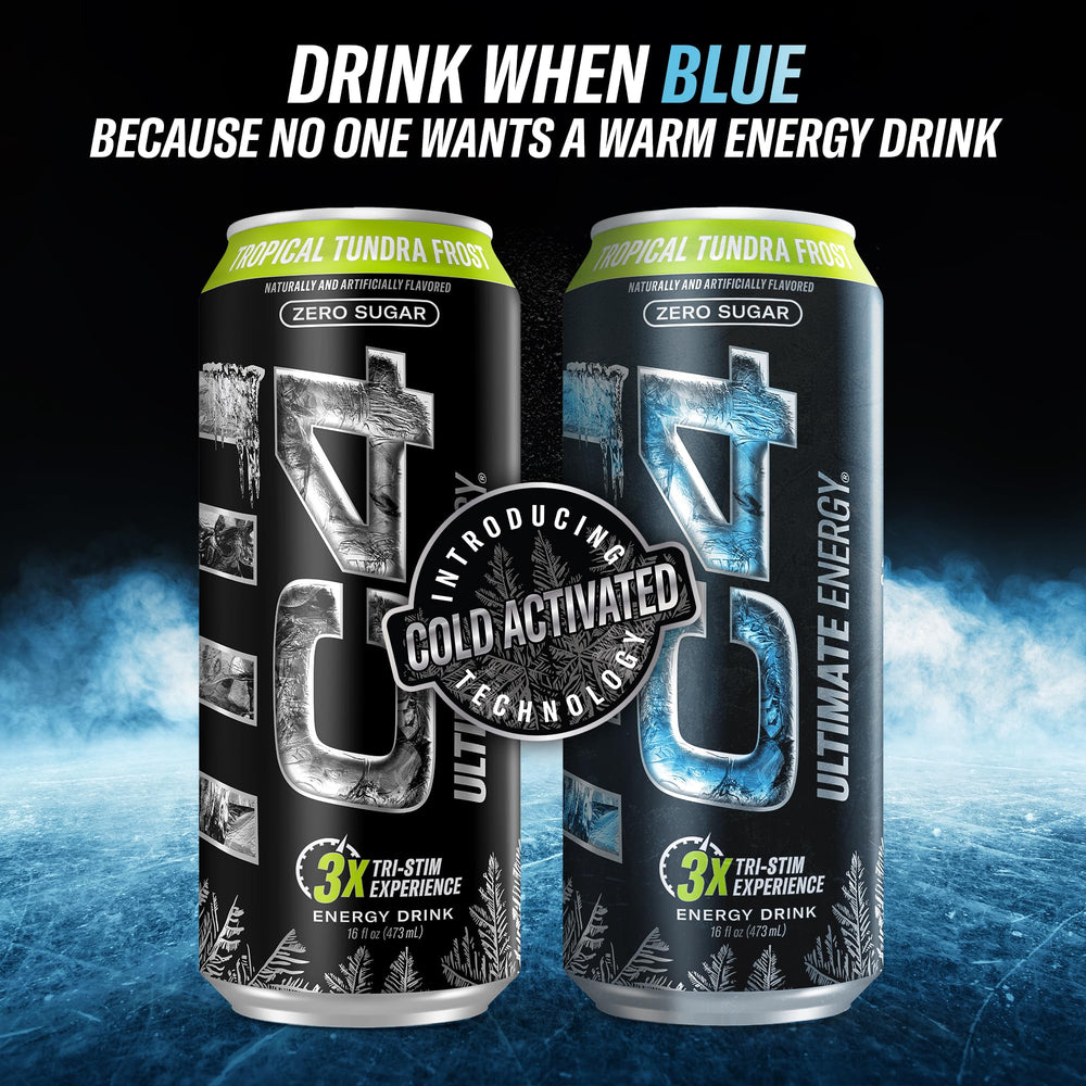 C4 Ultimate Energy nutrition facts panel notes zero sugar and no artificial colors.