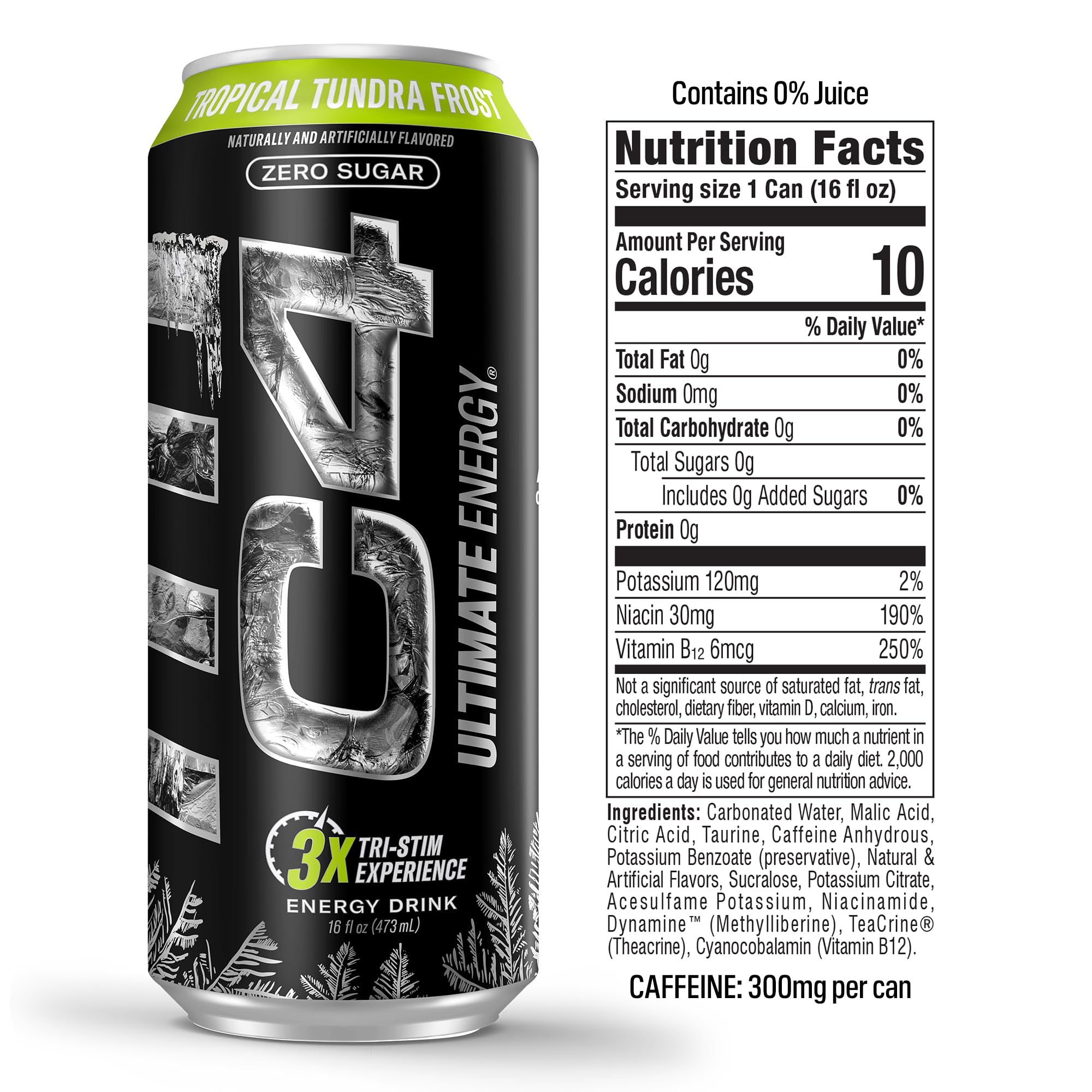 C4 Ultimate Energy icon set represents TeaCrine and Dynamine as tri-stim technology.