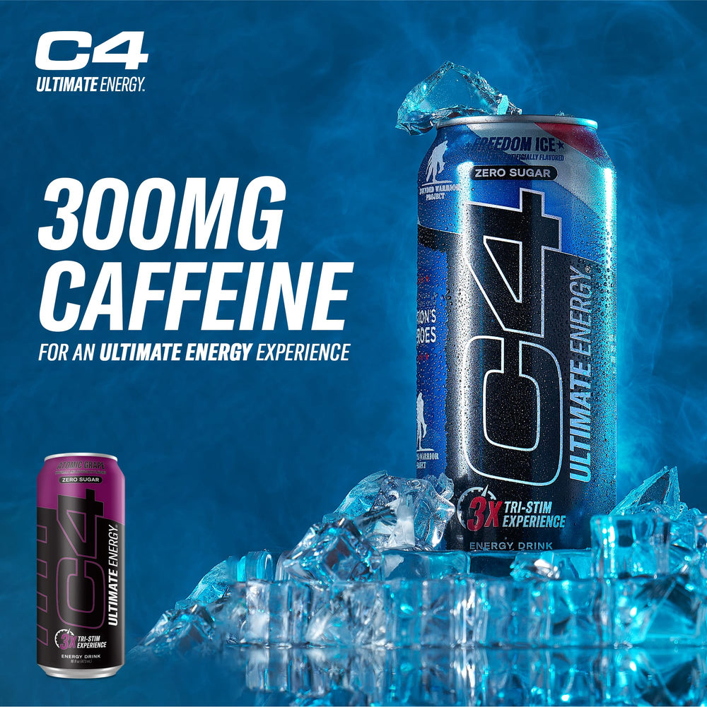 C4 Ultimate Energy highlighting TeaCrine and Dynamine for balanced energy