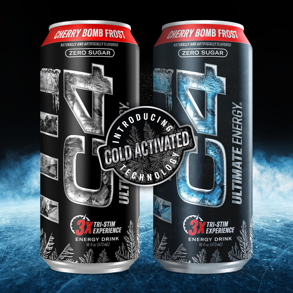 C4 Ultimate Frost 12-pack display, ideal for on-the-go refueling.
