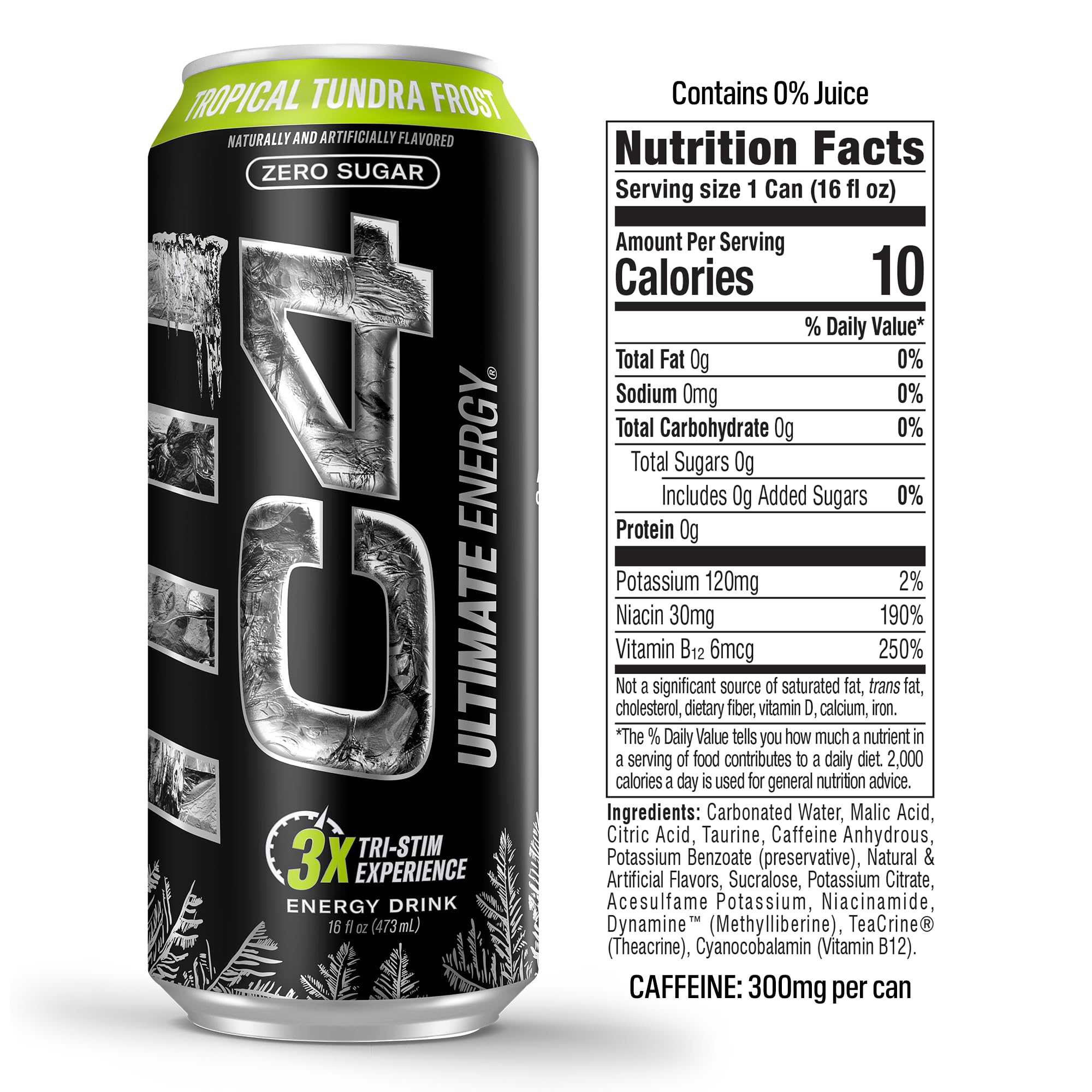 C4 Ultimate Frost ready-to-drink can in cool-toned action shot